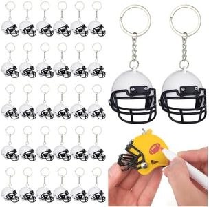 Zeyune 32 Pcs Football Keychain Blanks Bulk Unfinished Football Hockey Helmet DIY Mini Rugby Helmet Keychains White Helmet Keychains Helmet Ornaments for Craft Painting Football Gift DIY Decoration