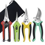 Vkinman 4 Pack Garden Pruning Shears Set, Stainless Steel Sharp Pruner Secateurs, Professional Heavy Duty Hand Garden Bypass Pruning Shears Kit with Storage Bag