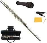 Merano Silver Nickel Flute with Carrying Case+Black Stand+Clean Rod