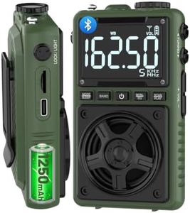 Bluetooth AM FM Shortwave Radio with NOAA Weather Alert,1250mAh Rechargeable Portable Pocket Radio with Best Reception,5W Big Speaker, Digital Tuner and Earphone,Support SD Card and USB MP3 Player