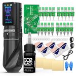 Wormhole Tattoo Gun Kit Wireless Tattoo Kit with 7 Adjustable Stroke 2,300mAh Power Tattoo Machine with Normal/Jump-Start/Dot Working Mode with LED Digital Display for Tattoo Artist WTK315