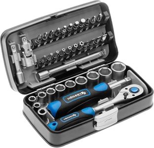 Högert Tool Set Tool Box - Tool Set Tool Tools Socket Spanner Set Screwdriver Ratchet - Black/Blue, 1/4 Inch, HT1R462, 38 Pieces