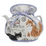 Ulster Weavers - Watercolour Cat Muff Tea Cosy (35 x 35 x 27cm) - 100% Cotton - Teapot Warmer with Cats - Cat-Themed Tea Cozy in Light Blue - Cat Lovers Gifts -Cat Tea Cosy Cover - Pet Cat Tea Cosy