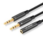 ULBRE Headphone Splitter for Computer, 3.5mm Female to 2 Dual 3.5mm Male Mic, Audio Y Splitter Cable for Gaming Headset to PC