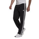 adidas Mens Essentials 3-Stripes Open Hem Track Pants,Black/White,Medium