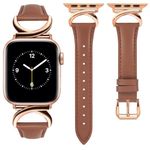 TOYOUTHS Compatible with Apple Watch Band Leather 38/40/41/42mm Women Dressy Leather Strap C-Shaped Metal Buckle Bracelet Wristband for iWatch Bands Series 10 9 8 7 6 5 4 3 2 1 SE, Brown/Copper Gold