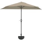 Pure Garden 50-LG1044 Half Round Patio Umbrella with Easy Crank, 9 ft, Sand