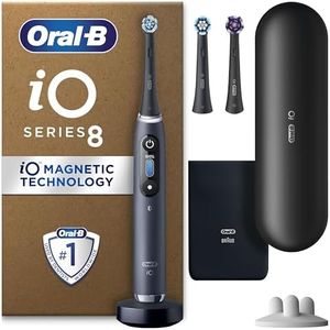 Oral-B iO8 Electric Toothbrush For Adults, App Connected Handle, 3 Toothbrush Heads, Travel Case & Toothbrush Head Holder, 6 Modes, Teeth Whitening