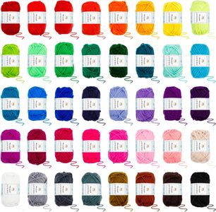 Inscraft Crochet Yarn Kit – 40 Color Assortment for Knitting & Crafts