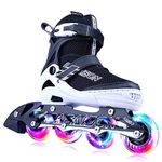 PAPAISON Adjustable Inline Skates for Kids and Adults with Full Light Up Wheels, Outdoor Roller Skates for Girls and Boys, Men and Women