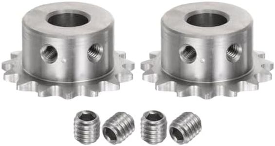 uxcell 2pcs Sprocket Type B Hub 10mm Bore, 1/4-Inch Pitch, 15 Teeth Stainless Steel Single Strand Roller Sprocket for Chain DIN/ISO No. 04C-1 and ANSI No. #25