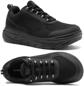 OrthoComfoot Men's Orthopedic Diabetic Wide Walking Shoes, Shock Absorbing Rebound Sneakers with Arch Support, Relief Pain from Bunions & Plantar Fasciitis Black Size 10.5