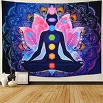 Maccyafst Seven Chakra Tapestry Yoga Meditation Wall Tapestry Colorful Mandala Tapestry Indian Hippie Chakra Tapestry Wall Hanging for Studio Room (H51.2"× W59.1")