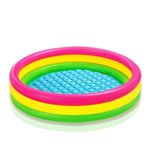 LONGMIRE 4 Ft Round Swimming Pool for Kids | Inflatable Sunset Glow Round Colourful Ring Baby Pool Portable Baby Bath tub | 0-5 Years | Indoor & Outdoor Swimming Pool for Kids (Multi Color)