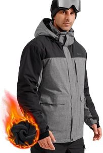 FREE SOLDIER Men's Waterproof Ski Jacket Fleece Lined Warm Winter Snow Coat with Hood Fully Taped Seams(Heather Gray,M)