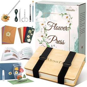 Aboofx Flower Press Kit, Large Wooden Flower Pressing Kit for Adults Kids, 6 Layers 6.3 x 8.3 Inch Flower Press Leaf Pressing Kit to Making Dried Plants, DIY Flower Preservation Kit Crafts