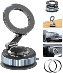 Gahenwo Phone Holder Car for Magsafe with XL Suction Cup 360° Adjustable Car Phone Mount Portable Phone Holder for Car for iPhone 17 Pro Max 16 15 14 13 12 Air Plus & All Smartphones (Black)