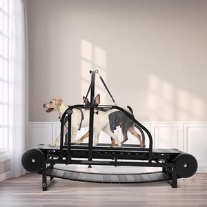 Moysoon Dog Treadmill for Medium Dogs,Large Dogs,Adjustable Ramp Canine Running Slatmill Machine with Pedometer for Exercise & Healthy & Fit Pet Life,Dog Slatmill for up to 350 lbs, black