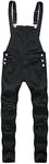 WDIRARA Men's Ripped Distressed Skinny Denim Overalls Dungarees Jeans Jumpsuits with Pocket Black S