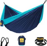 Wise Owl Outfitters Hammock for Camping Double Hammocks Gear for The Outdoors Backpacking Survival or Travel - Portable Lightweight Parachute Nylon DO Navy & Lt Blue