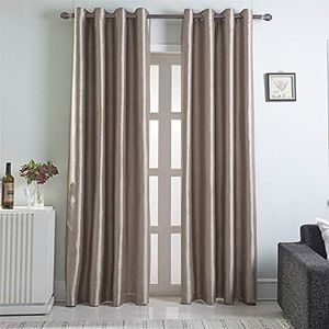 GYROHOME Faux Silk Blackout Curtains, Fully Lined Solid Color Window Treatment Drapes for Bedroom and Living Room Thermal Insulated Grommet Top Room Darkening Drapes, (2panels,52x96inch, Gold Brown)