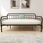 Metal Daybed Frame Heavy Duty Steel Slats Sofa Bed Platform Mattress Foundation Twin Day Bed Black Color