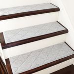 COSY HOMEER Edging Stair Treads Non-Slip 22 x 70cm(4PCS), Indoor Carpet Treads for Stairs, Stair Carpet Treads for Kids Elders and Dogs, Machine Washable, 100% Polyester, TPE Backing, Grey