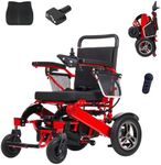 Automatic Folding Electric Wheelchair,one-Button Folding/unfolding,Adult Elderly Portable (27kg no Battery) Travel motorised Chair,700W Drive Power,24AH Lithium Battery,30km Long Range (Red)