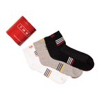 TURMS Cotton Blend Pack Of 3 Seven Days No Smell Socks Solid Striped Unisex Socks Odor Free Breathable Socks For Men And Women Travel Fresh Infinity Ankle Length Socks, Assorted