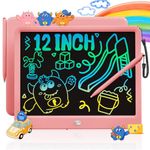 TEKFUN 12inch LCD Writing Tablet for Kids Adults, Erasable Drawing Tablet with Stylus Lanyard Writing Tablet for Office, Education Toys Birthday for 3 4 5 6 7 Girls Boys (Pink)