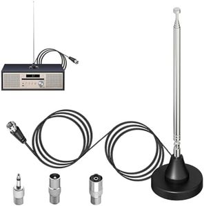 HQXHQ Indoor Telescopic DAB+ FM Radio Antenna with Magnetic Base, 3m Extension Cable, 75 Ohm – Works with Home Stereo, AV Audio/Video, Home Theater Receivers (Pioneer, Onkyo, Yamaha & More)
