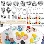 169 Pcs Polymer Clay Cutters Kit 39 Shapes Stainless Steel Clay Earring Cutters with 40 Indentation Round Circle Shape Punch Tools Mold and 90 Accessories for Jewelry Making