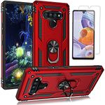 LG Stylo 6 Case, with HD Screen Protector, YZOK Military Grade Protective Phone Case with 360 Degree Rotating Metal Ring, Holder Kickstand, Anti-Scratch Bracket Cover Case for LG Stylo 6 (Red)