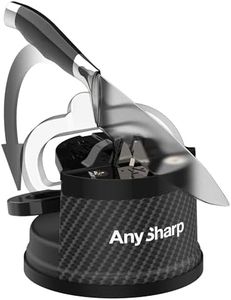 AnySharp – EDITIONS – Hands Free Knife Sharpener - Easy to Use Sharpening Tool with PowerGrip Suction Base and 20-Degree Pre-set Angle - For All Knives: Chef’s, Serrated, and Hardened Steel - Carbon