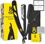 The Beard Club Straight Razor for Men - Navajas Para Barbero - Barber Straight Edge Razor Kit - Premium Single Derby Blade Cutthroat Razor With 10 Replaceable Stainless Steel Blades & Leather Case