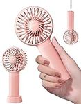 EasyAcc Mini Portable Fan, Powerful Handheld Fan 3 Speed [LIFETIME SERVICE] with Lanyard and Base,Personal Cooling Quiet Cute Desk Fan Makeup Travel Fan for Stylish Kids Elderly Women Outdoor - Pink