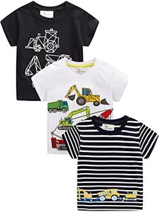 LOKTARC Boys 3-Pack Short Sleeve T-Shirts Crewneck Truck Shirts Toddler Tops Excavator 2-3 Years