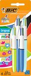 BIC 4 Colours Family Pen Pack of Retractable Ballpoint Pens with Four Ink Colours, Set of 4 (2 Mini, 2 Original)