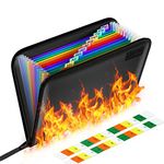 Expanding File Folder Fireproof Document Bag Portable Rainbow Fireproof Accordian Organiser Fireproof File Bag A4 with Fire Resistant Zipper for Bills and Valuables Storage Protection (13 Pockets)