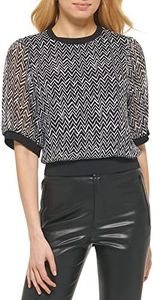DKNY P2gh7opj-1qw-x-small Camicia, Nero/Avorio, XS Donna