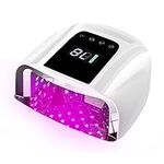 BOMOQING 96W Rechargeable UV LED Nail Lamp, Portable Cordless UV Light for Nails with LCD Display Auto Sensor, 4 Timer Setting and Smart Sensor Nail Dryer,Nail Cure Light with Removable Bottom(White)