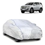 FAVY 100% Waterproof Car Cover for Chevrolet Trailblazer Full Car Body Cover with Mirror Pocket, All-Weather Protection with Elasticated Bottom Matellic Silver with Blue Piping (2005-2024)