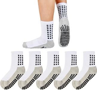 Marchare Boys Soccer Socks Athletic Sports Socks 10-14 Years Hospital Grip Socks For Boys Girls 5 Pack