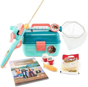 Shakespeare Disney Moana Kids Fishing Set, 2’6” Kids Fishing Rod and Reel Combo, Comes with Net and Tackle Box, Complete Kit with Bobbers and Bait