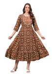 JG JAI GOVINDAM Indian Womens Anarkali Long Kurta Kurtis for Women (Brown-XXL)