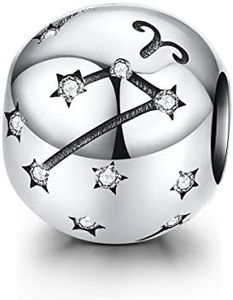 12 Constellations Charm Compatible 925 Sterling Silver Women Family Friend Birthday Charm Zodiac Sign Charms for Pandora Bracelet or, Sterling Silver