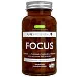 Focus - Nootropic Brain Supplement for Concentration with Methylated B-Vitamins, Taurine, L-Tyrosine, L-Theanine & 200mg Caffeine, Zinc and Copper, 60 Capsules, by Igennus