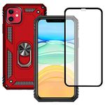 iPhone 11 Case, iPhone 11 Phone Cases, Military Grade Heavy Duty Protection Phone Cases Cover with Ring Kickstand for iPhone 11 (iPhone 11 Case Red)