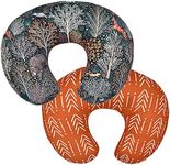 2 Pack Baby Nursing Pillow Cover Newborn U-Shaped Breastfeeding Pillowcase Cushion Cover Stretchy Replaceable Forest&Floral Pillow Cover Slipcover 22.5x18 inch (Forest + Retro Geometry)