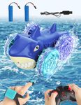 Fullware Shark Amphibious Remote Control Car for Kids Age 3 4 5 with 2 Rechargeable Batteries & Light Effect, Fast RC Drift Stunt Car, 360 Rotation, Toys for 3 4 5 6 7 8 Year Old Boy, Gifts for Boys